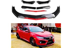 DREAMIZER Universal Front Lip for Car,Adjustable Front Bumper Lip Chin Spoiler Splitter Diffuser Protector Body Kit Compatible with Honda Nissan Toyota Mazda, Black w/Red