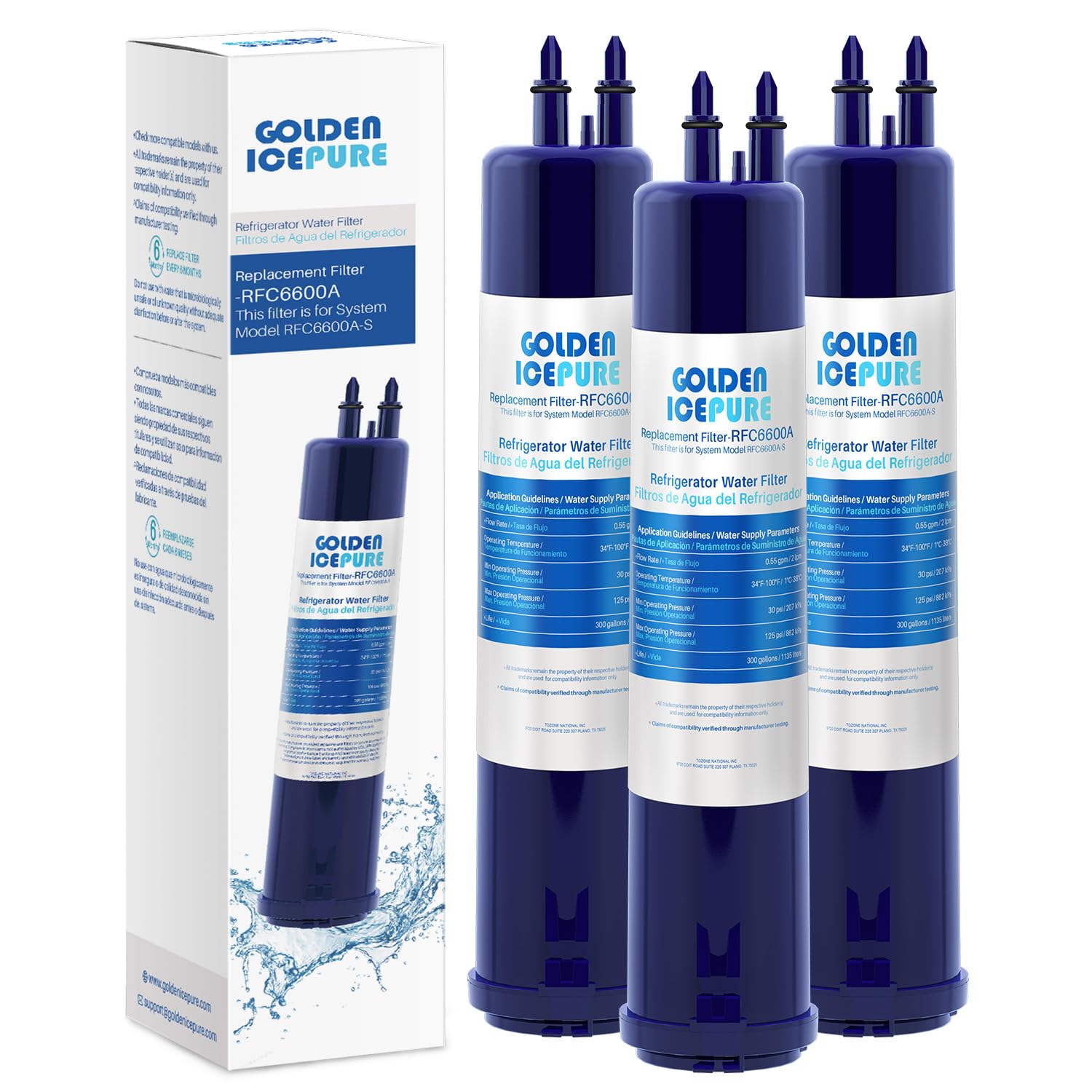 Photo 1 of GOLDEN ICEPURE RFC6600A Compatible with 4396841 Refrigerator Water Filter, EDR3RXD1, KAD3RXD1, WHR3RXD1, 4396841, 4396710, Filter 3, 46-9083,46-9030