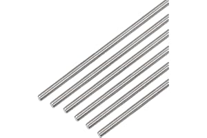 HiPicco 1/4"-20 Fully All Threaded Rod & Studs, 16" Length, 304 Stainless Steel Right Hand Thread Screw for Furniture Anchor Bolts, Clamps, Hangers and U-Bolts 6 Pack