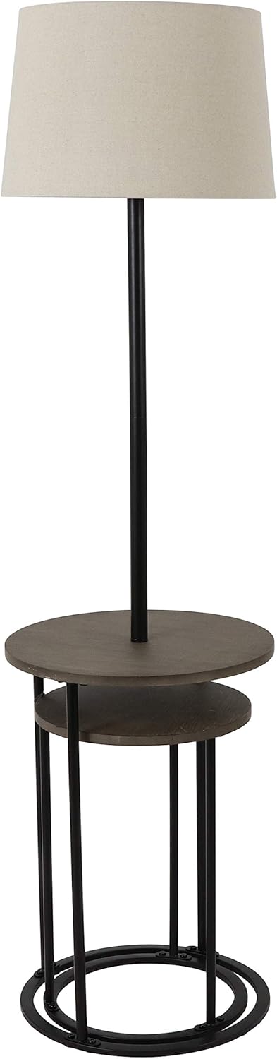 Decor Therapy MP2029 Lamp and Nesting End Table Combo, Painted Black and Dirty Pecan
