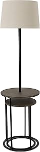 Decor Therapy MP2029 Lamp and Nesting End Table Combo, Painted Black and Dirty Pecan