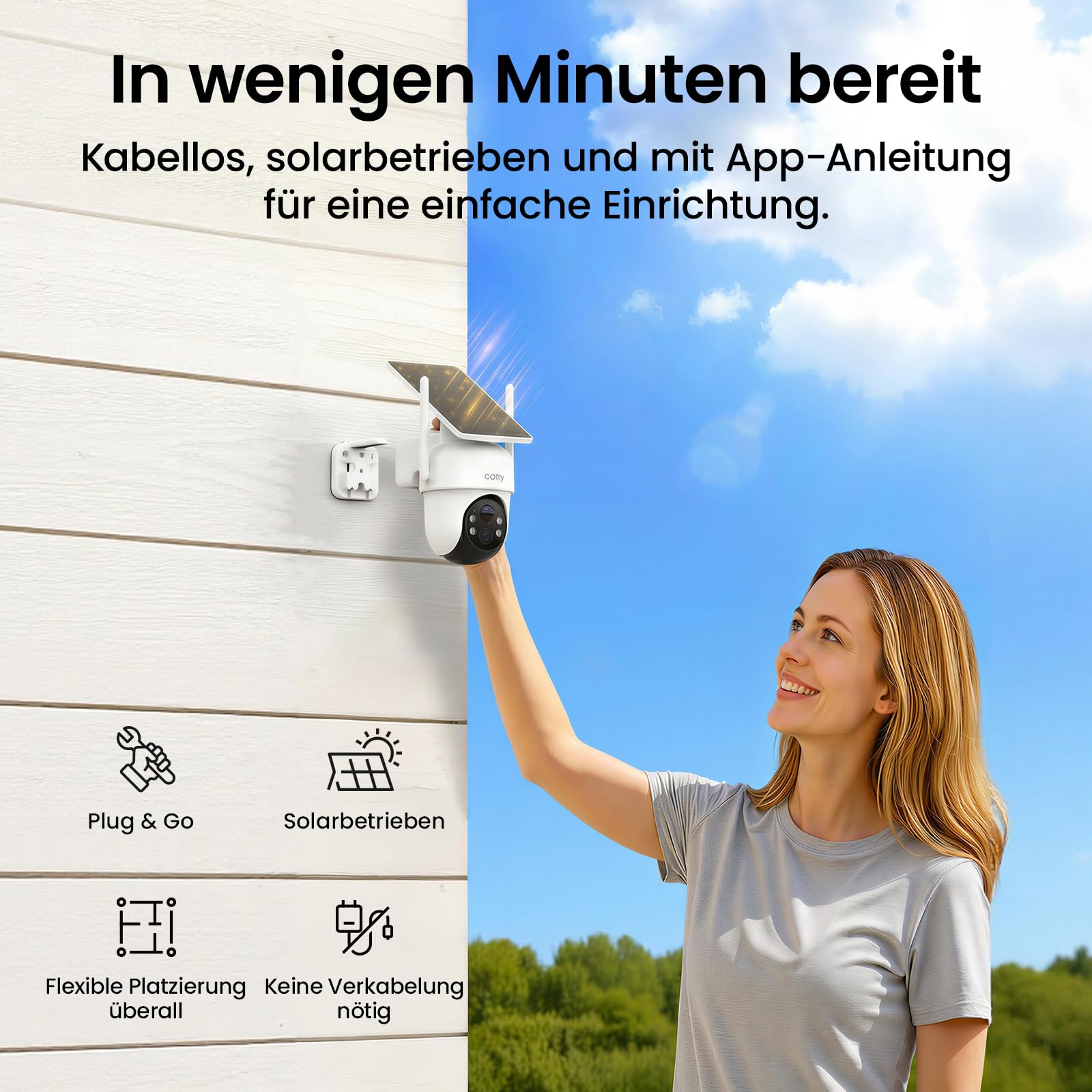 aosu 3K Solar Überwachungskamera Aussen Set mit 2K Video-Türklingel 9