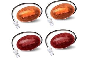 HERCOO LED Dually Bed Fender Side Marker Lights Front Rear Lamps Compatible with Ford 1999-2010 F350 F450 F550 Super Duty, Amber & Red