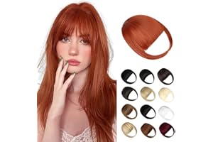 Wodelanle Bangs Hair Clip in Bangs, Fake Bangs Natrual Clip in Hair Extensions, Easy to Use Faux Bangs Clip on Bangs, French Bangs Fringe with Temples Hairpieces Curved Bangs for Daily Wear