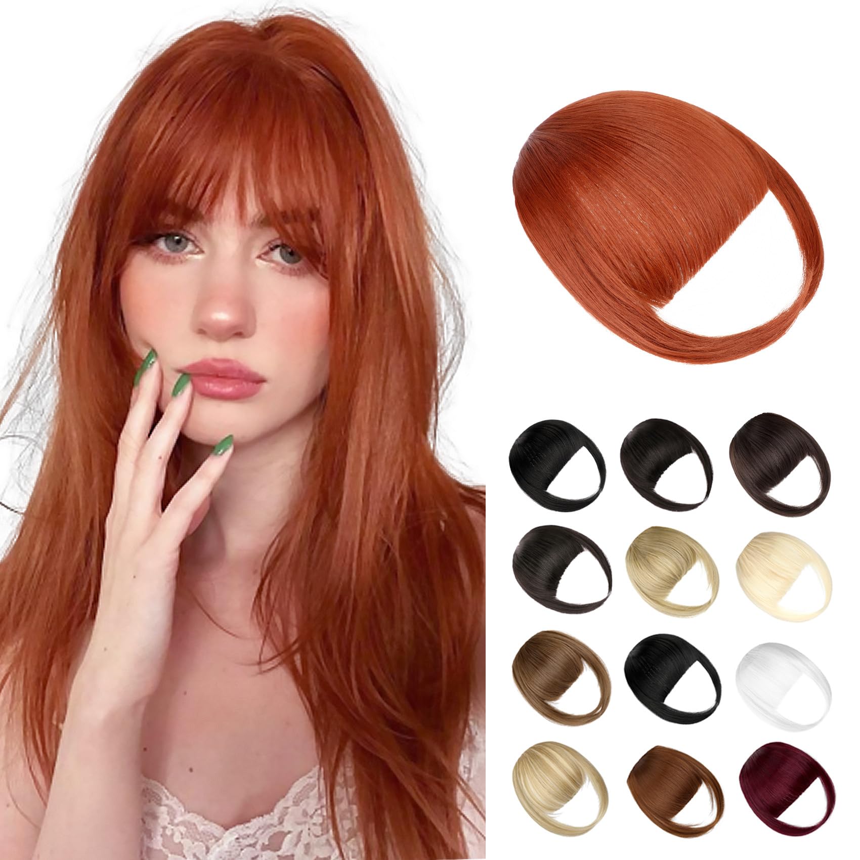 Photo 1 of Wodelanle Bangs Hair Clip in Bangs, Fake Bangs Natrual Clip in Hair Extensions, Easy to Use Faux Bangs Clip on Bangs, French Bangs Fringe with Temples Hairpieces Curved Bangs for Daily Wear