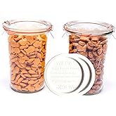 Weck Canning Jars 743 Sourdough Starter,Set of 2 Weck Mold Jars made of Transparent Glass,Set includes 2 WECK Mold 743 Jars w