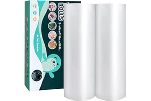 Happy Seal Vacuum Sealer Bags 11" x 50' 2 Rolls for Food Saver, Rolls for Custom Fit Airtight Vac Storage, Meal Prep or Sous 