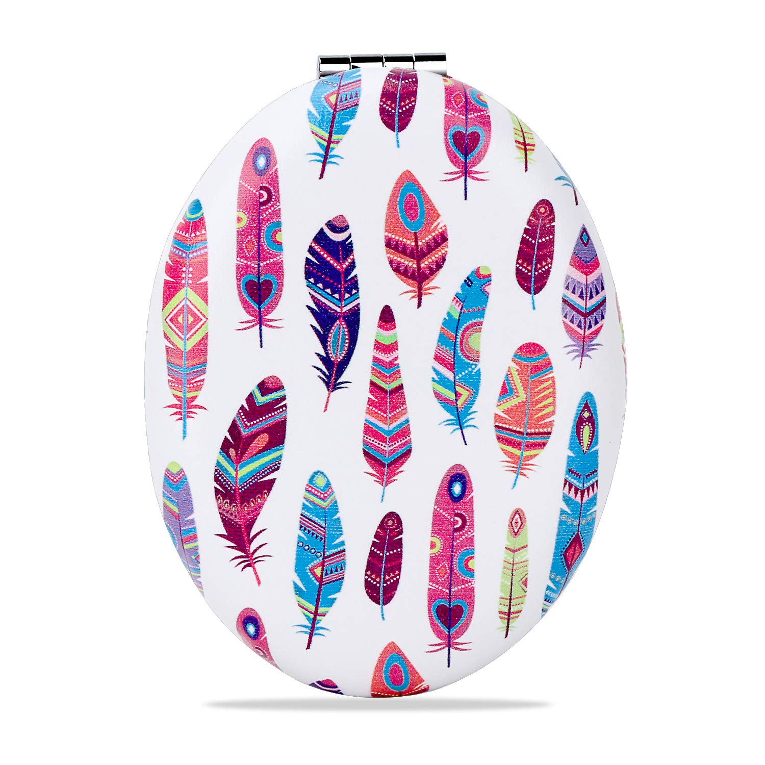 Nice Compact Vanity Mirror for Girls Women, Portable 1X/2X Magnifying Makeup Mirrors for Daily Work Home Office Travel, 2-Sided Oval Beauty Cosmetic Mirror Foldable for Pocket Handbag Purse