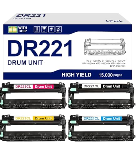 Unità Tamburo Compatibile DR221 Per Stampanti Brother HL-3140CW, HL-3170CDW, MFC-9340CDW - Nero