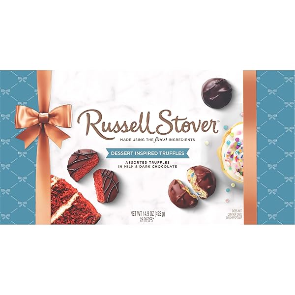RUSSELL STOVER ASSORTED MILK & DARK CHOCOLATE DESSERT INSPIRED TRUFFLES CANDY GIFT BOX, 14.9 OZ.