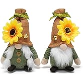 Vytina 2 PCS Sunflower Gnomes Plush Handmade Cute Swedish Tomte Fall Nisse Farmhouse Sunflower Gnome Doll for Tiered Tray Home Summer Autumn Decorations