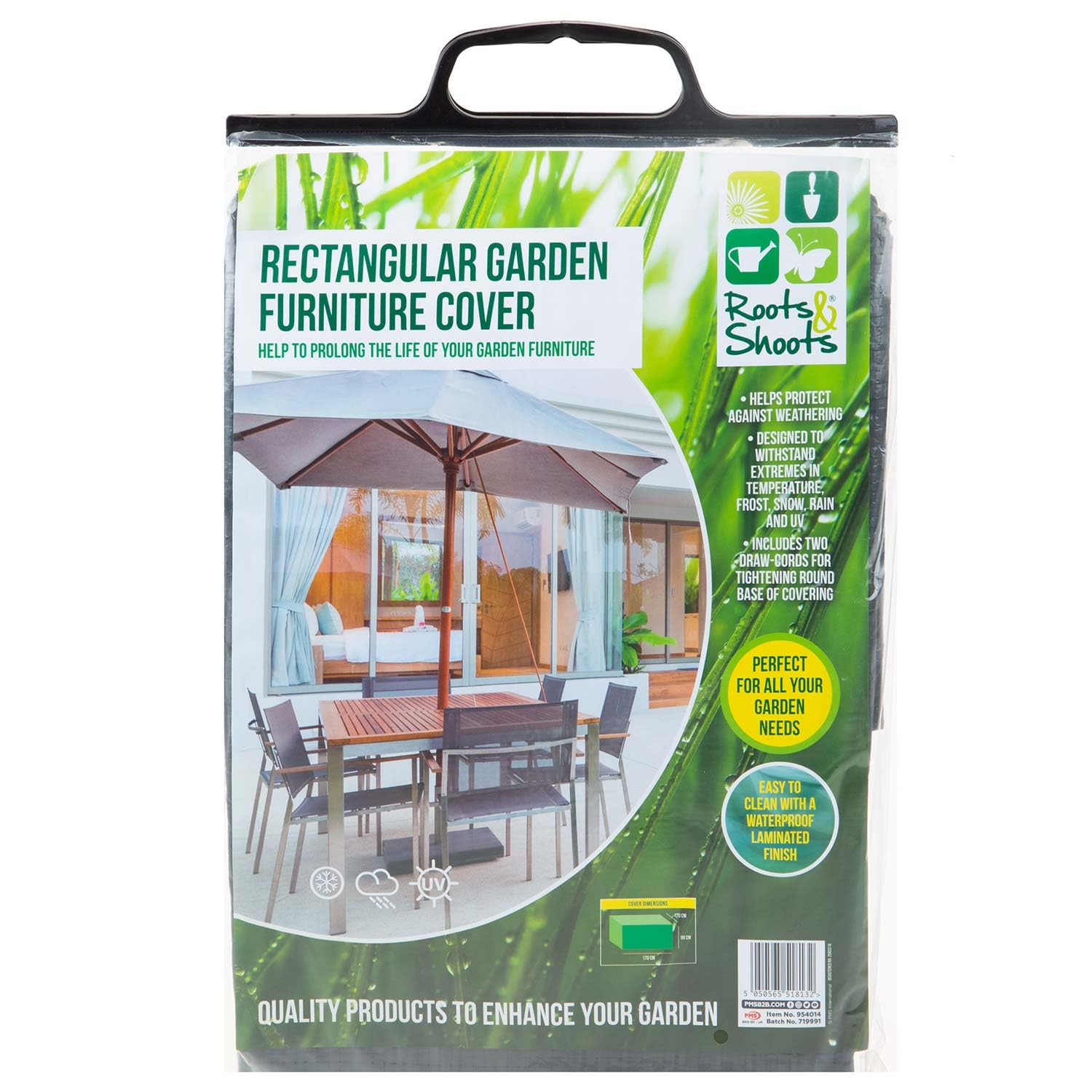 VFM - Rectangular Garden Furniture Cover - Dark Grey - Roots & Shoots