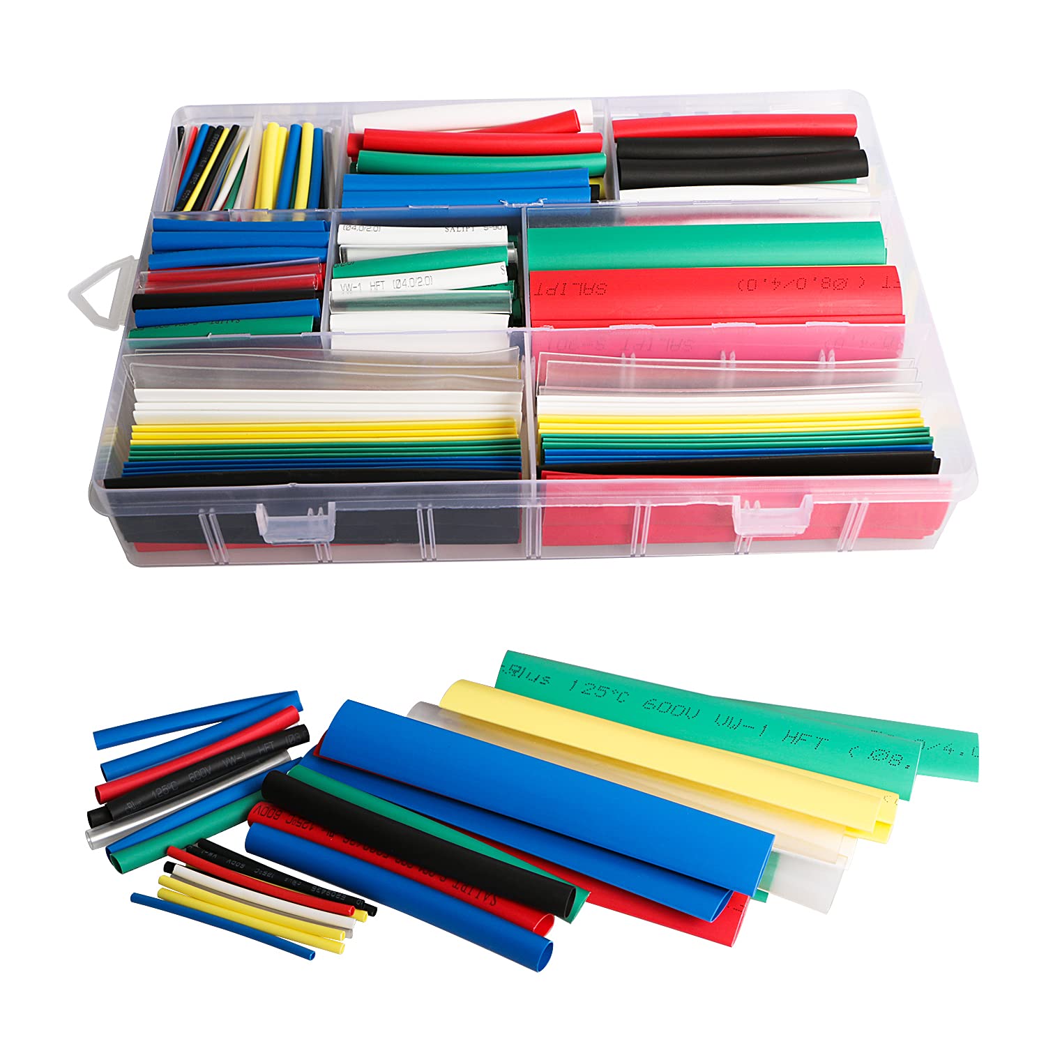 Heat Shrink Tubing Kit, Heat Shrink Tubes Wire Wrap, Ratio 2:1 Electrical Cable Sleeve Assortment with Storage Case for Long Lasting Insulation Protection (9 Sizes, 7 Colors)385pcs