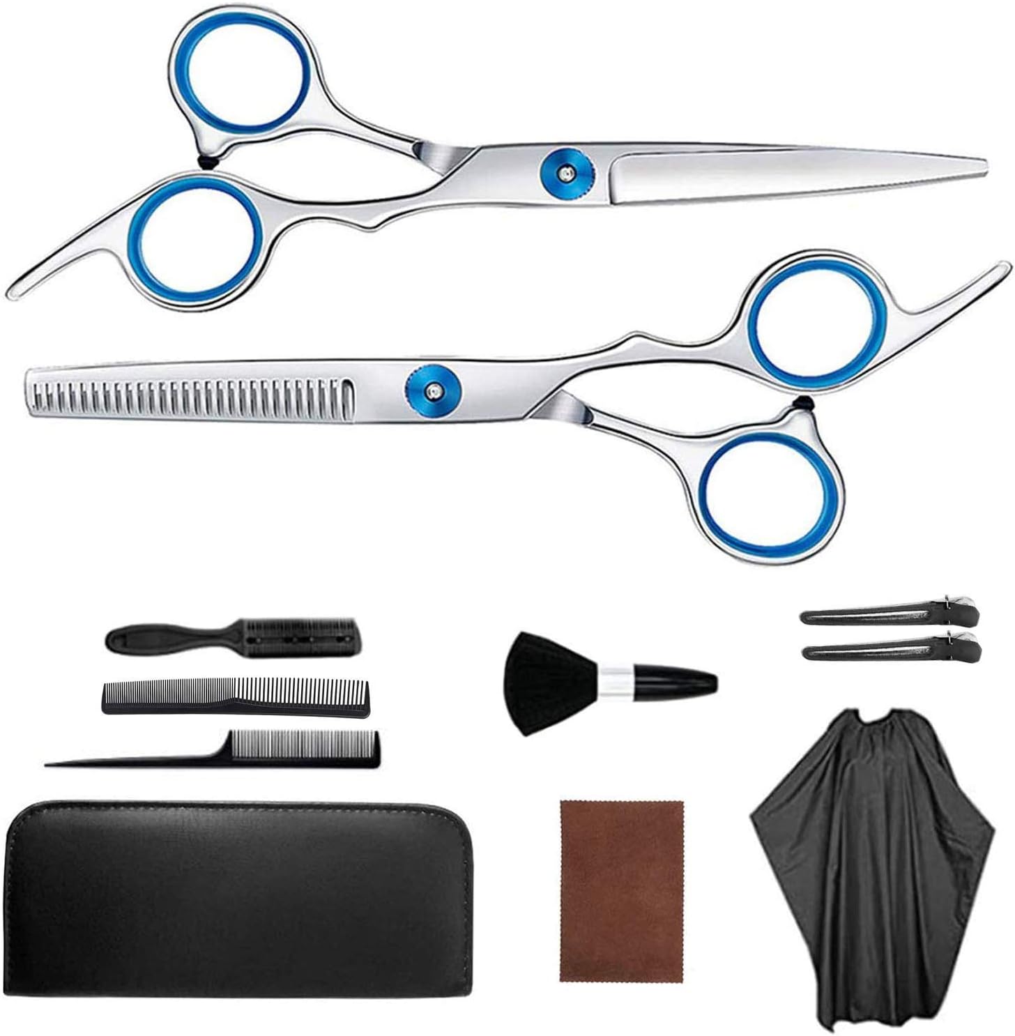 SUOXU SX-013 Professional Stainless Steel Hairdressing Scissors, 11 Pcs Barber Scissors Set for Women Men