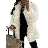 Tankaneo Womens Oversized Faux Fur Coat Lapel Collar Open Front Fuzzy Jackets Winter Warm Fluffy Outerwear
