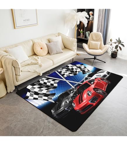 Amazon.com: jejeloiu Race Car Decorative Carpet Rug Black