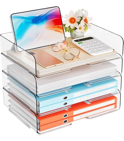 Aazon.co: FANXIYQ 4-Tier Acrylic Paper Tray Organizer - Low-Profile - View #9