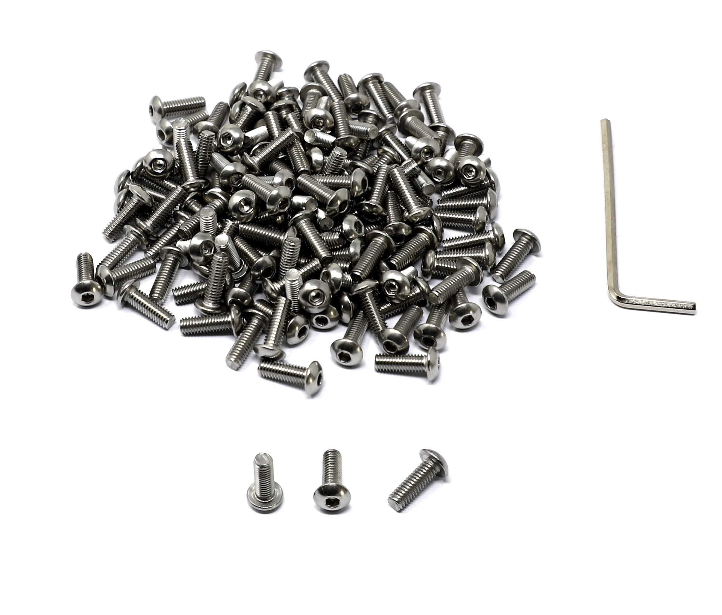 iExcell 100 Pcs Metric M4 x 12 Stainless Steel 304 Hex Socket Button Head Cap Screws Bolts Kit