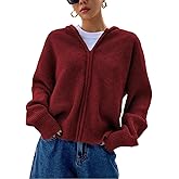 SOLY HUX Zip Up Cardigan for Women Hooded Cardigan Sweater Knitted Drop Shoulder Fall Clothes Winter Hoodies Outerwear