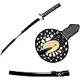 JIHPEN sword, Pure Handmade Samurai Sword, 9260 Spring Steel, 41.31.21 inches, Full Tang Sword Set, Sharp, Black Katana