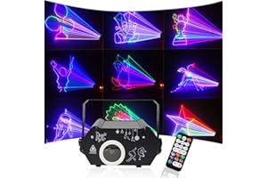 FOTIWESD Party Lights 3D Animation Projector Light - Laser Disco Lights Music Sound Activated DJ Lights Beam Effect Stage Lights Remote Control Disco Light for Bar Nightclub Wedding Live Show