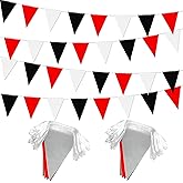 Red Black White 100Ft Pennant Banner Triangle Flags Bunting String Hanging for Party Decorations