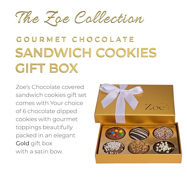 CRAVINGS BY ZOE BIRTHDAY CHOCOLATE COVERED COOKIES GIFT BASKET | 6 COUNT | KOSHER MILK & DARK BELGIAN CHOCOLATE GOURMET FOOD GIFT BOX | BIRTHDAY, THANK YOU, CANDY GIFTING MEN WOMEN HIM HER MOM