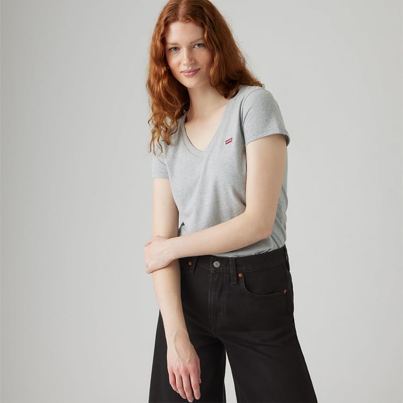 Lot de 2 t-Shirts à col V pour Femme, Lot de 2 t-Shirts à col en V, Blanc, M