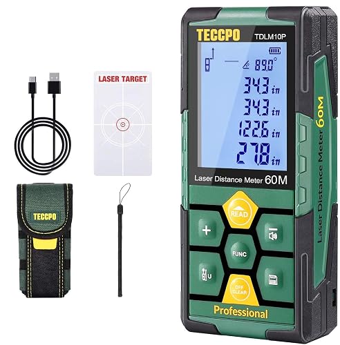TECCPO Laser Distance Measure, Rechargeable, 196ft, Digital Laser ...