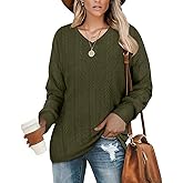 TIYOMI Plus Size T Shirt Tunic Tee Long Sleeved V Neck Sweaters for Curvy Women Tee Knit Sweater Outfits Fall Autumn Winter