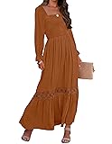 ZESICA Women's 2025 Boho Long Sleeve Square Neck