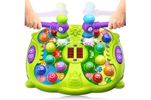 Noltola Whack Mole Game for Kids, Idea Gift for 3-12 Year Old Boys and Girls, Interactive Pounding Toy with 2 Hammers, Lights & Sounds, 3 Game Modes Educational Toy for 3 4 5 6+ Year Old Boys- Green