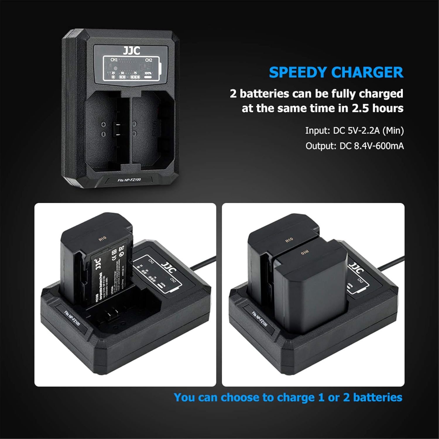 NP-FZ100 USB Dual Battery Charger adapter for Sony A6700 A6600 A9, A9 II, A7R IV, A7R III - Image 5