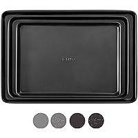 BINO Bakeware Nonstick Cookie Sheet Baking Tray Set, 3-Piece - Black | Premium Quality Baking Sheet Set with Nonstick…
