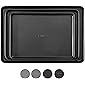 BINO Bakeware Nonstick Cookie Sheet Baking Tray Set, 3-Piece - Black | Premium Quality Baking Sheet Set with Nonstick…