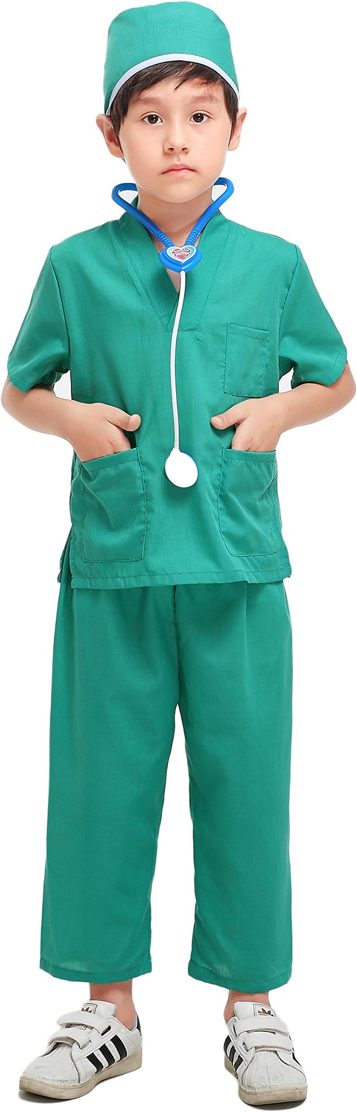 yolsun Doctor Role Play Costume Set for Kids, Boys' and Girls' Doctor Dress Up and Play Set (3 pcs) (6-7y, Green)