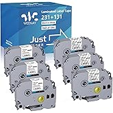 Weemay 6 Pack 12mm 0.47 Inch TZe TZ Label Compatible for Brother Laminated Black on Clear and White Tape TZe-131 for P-Touch PTD220 PTD600 PT-D410 PTH110BP Label Maker, 1/2 inch x 26.2 ft