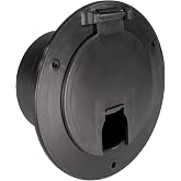 RecPro RV 50 Amp Power Cord Hatch Cover, Black, Snap Lock Door
