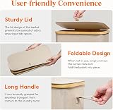 Lifewit 50L Slim Laundry Basket with Lid Beige Narrow Foldable Hamper view 5