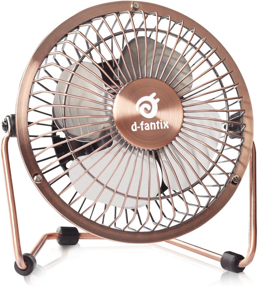 DFantiX Small USB Desk Fan Quiet, 4 Inch Antique Metal