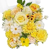 TINGE TIME Fake Flowers Artificial Flowers Peonies Bulbous Chrysanthemum Daisy Hydrangea Sunflower Violets Dahlia Daffodils Epiphyllum Orchid Cherry Blossom Camellia Leyaron (Yellow)