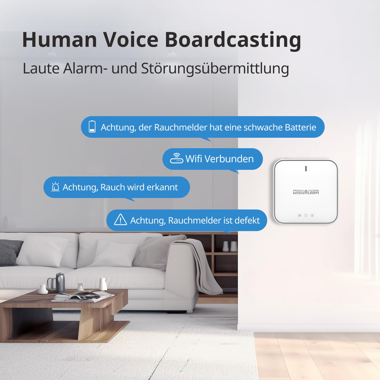 Rauchmelder Vernetzter mit Basisstation, Smart Home Brandmelder, WLAN-App-Steuerung, 10 Jahre Batterie Feuermelder (5*rauchmelder+1*Gateway) 7