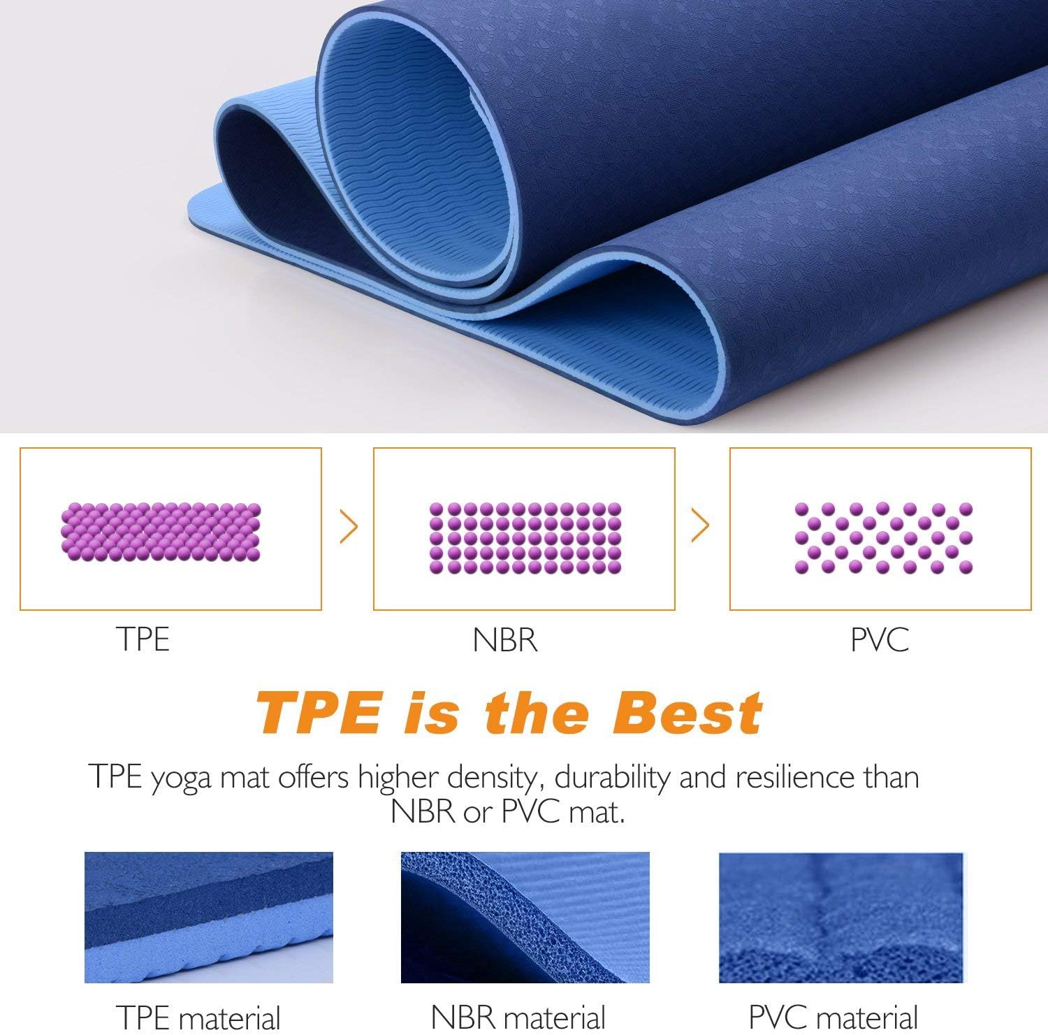 TOPLUS Yoga Mat - Classic 1/4 inch Pro Yoga Mat Eco Friendly Non Slip Fitness Exercise Mat with Carrying Strap-Workout Mat for Yoga, Pilates and Floor Exercises : Sports & Outdoors