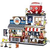 Japanese Street View Takoyaki Shop Mini Building Blocks, MOC Creative Japanese Toys for Girls 6-12 Years Old, 722 Pcs Simulation Architecture Construction Toy, Gift Idea for Kids Adults