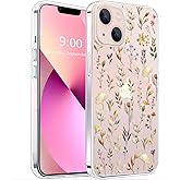 Unov Case Compatible with iPhone 13 Case Clear with Design Embossed Floral Pattern Soft TPU Bumper Slim Protective 6.1 Inch (Golden Garden)