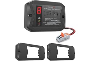 Techamor RV Propane Gas Detector, Digital Propane/LP Gas Alarm-12vDC for Motorhome Travel Trailer, Motor Coach, Truck Camper, (R501 Series Flush Mount-Black) (Surface Mount-Black)