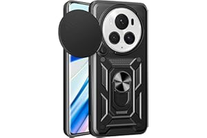 Ysnzaq Armor Case for Honor Magic 6 Pro with Sliding Camera Cover, Military Grade Heavy Duty Shockproof Protective Phone Case with Kickstand for Honor Magic 6 Pro SJ Black