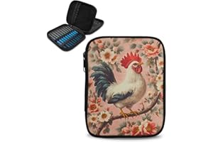 Hechitok Chicken Flower Crochet Hook Case Without Hooks and Accessories Zipper Storage Organizer Bag with Web Pockets for Various Crochet Needles Accessories Crochet Hook Kit Tools