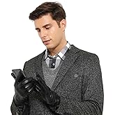 ZLUXURQ Mens Soft Lambskin Leather Touchscreen Winter Driving Gloves Cashmere Lined,comfortable and warm.