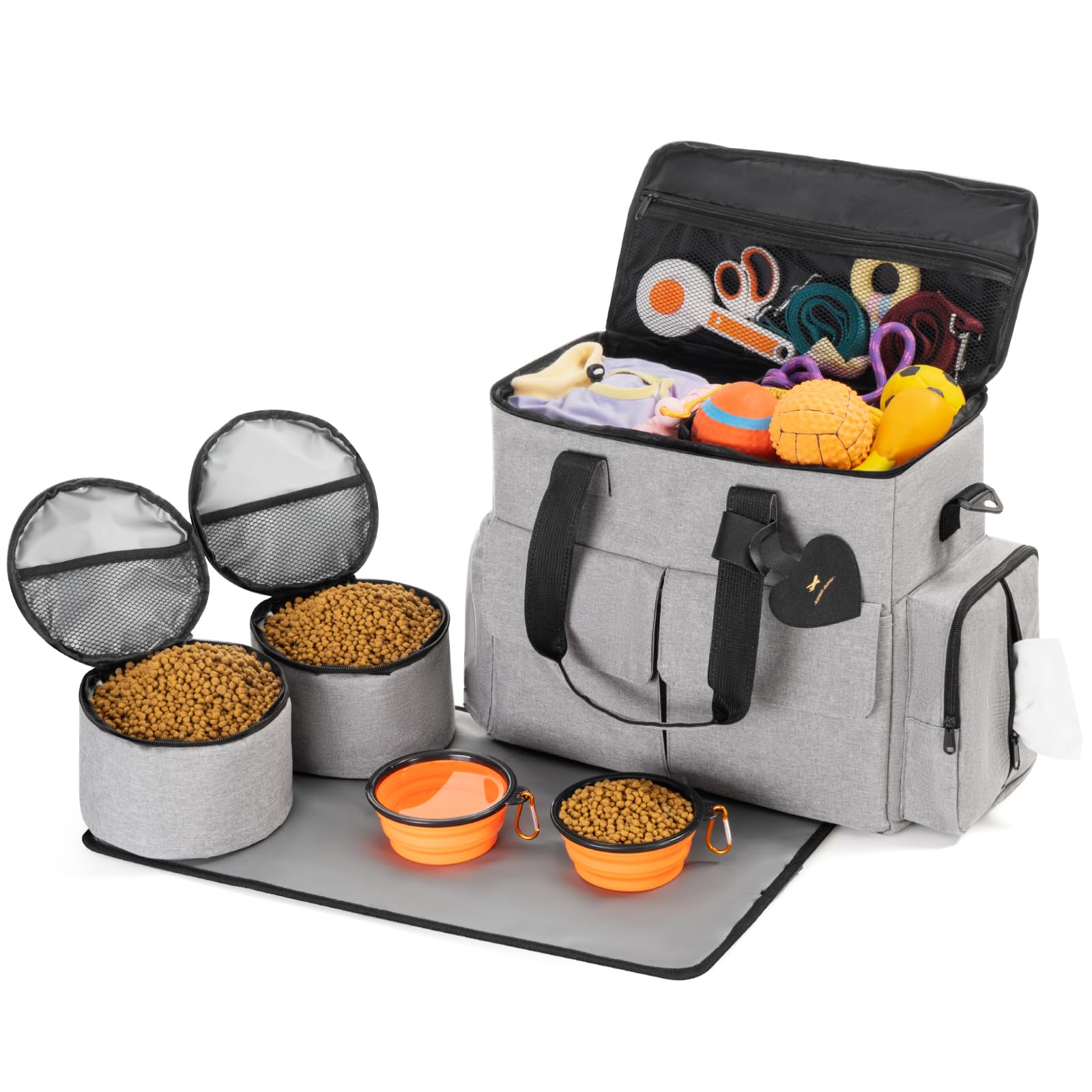 Uross Dog Travel Bag - Grey, 25L, Airline Approved, Multiple Carrying Methods, Includes Accessories, Perfect for Small Dogs & Puppies